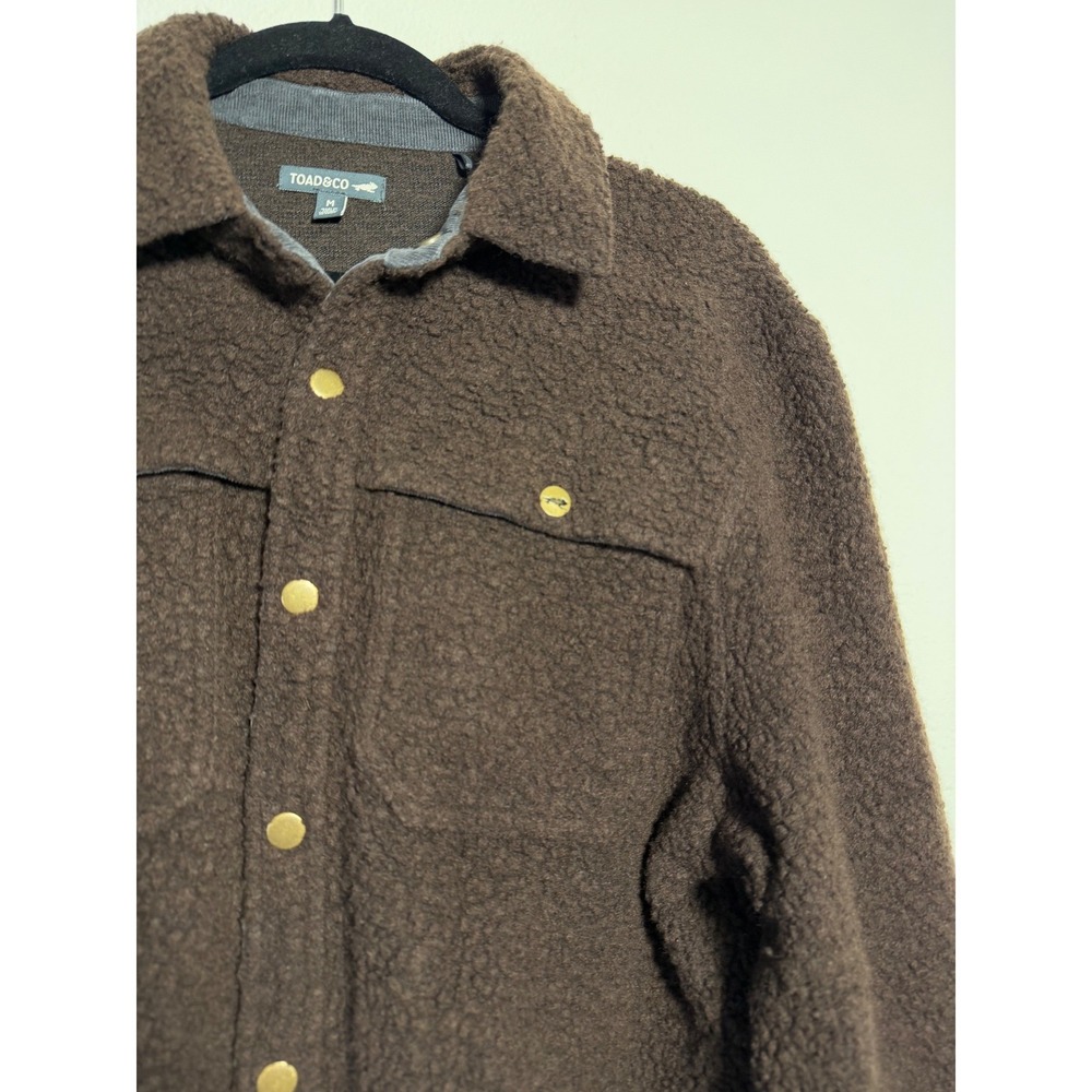 TOAD&CO Mens Telluride‎ Sherpa Shirt Jacket Shacket Brown Wool Blend Size M - Picture 5 of 12